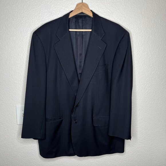 Ermenegildo Zegna Super 100S Navy Wool Mens Blazer 48 - Picture 2 of 12